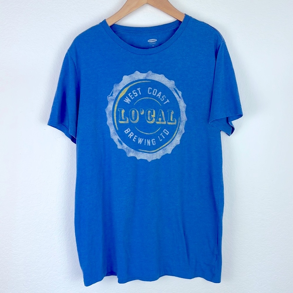 Old Navy Lo Cal Brewing Short Sleeve Crew Neck Graphic Tee Blue Size Medium